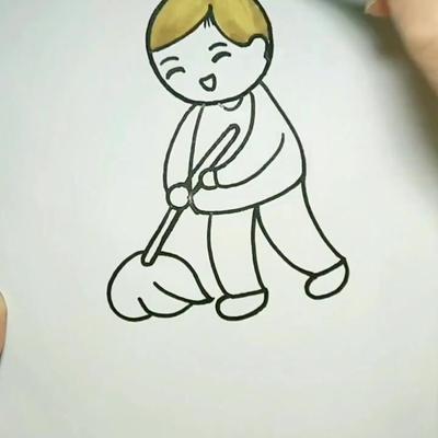 简单儿童画 #五一劳动节 一个圆圈简笔画爱劳动的小